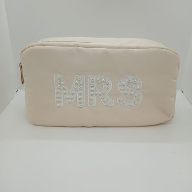 Small Nylon Pouch- Cream Mrs