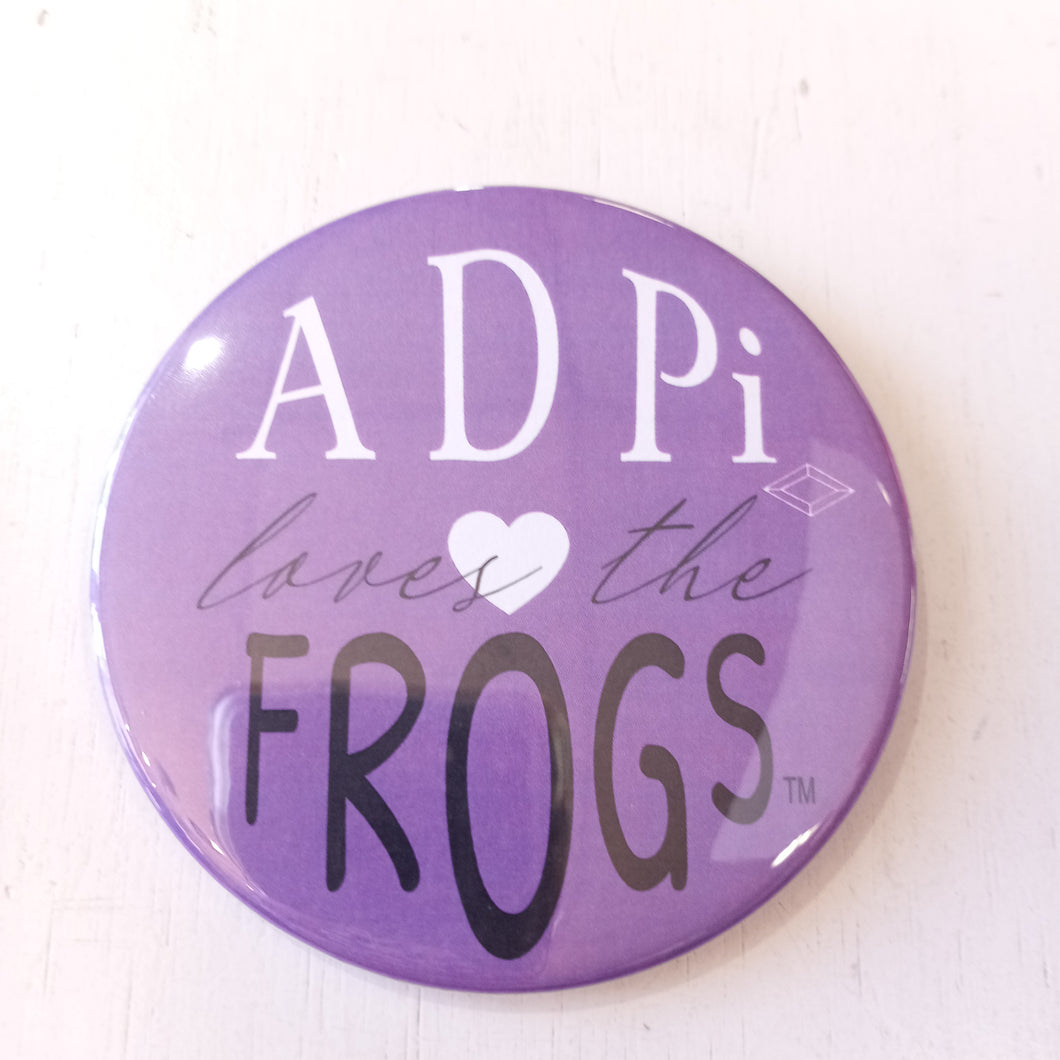 Purple Loves The Frogs Button - Alpha Delta Pi
