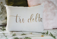 Gold Script Pillow - Delta Delta Delta