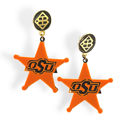 Orange and Black OSU Star Earrings