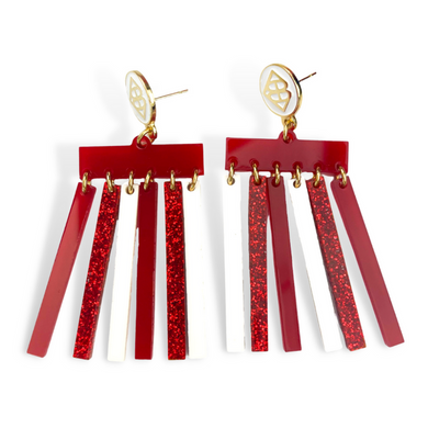 Crimson and White Mod Dangle Earrings