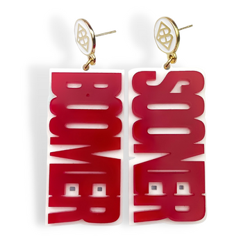 Crimson and White BOOMER SOONER Earrings