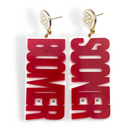 Crimson and White BOOMER SOONER Earrings