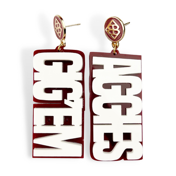 White and Maroon GIG'EM AGGIES Earrings