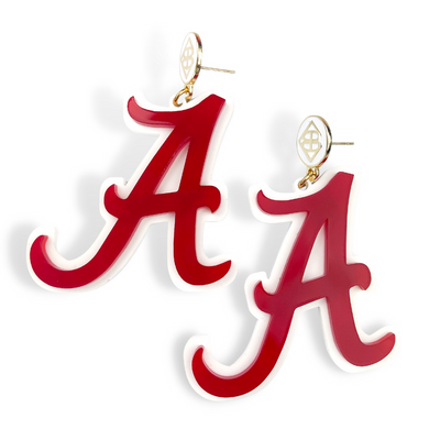 Crimson and White Alabama A Earrings