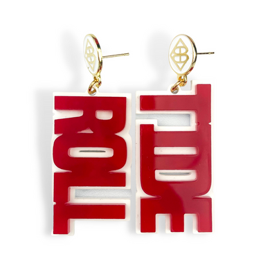 Crimson and White ROLL TIDE Earrings