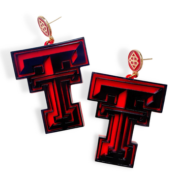 Black and Red Double T Earrings