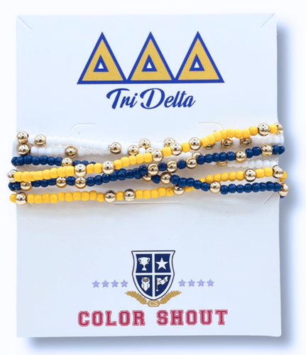 6 Beaded Stretch Bracelets- Delta Delta Delta