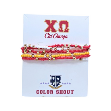 6 Beaded Stretch Bracelets- Chi Omega