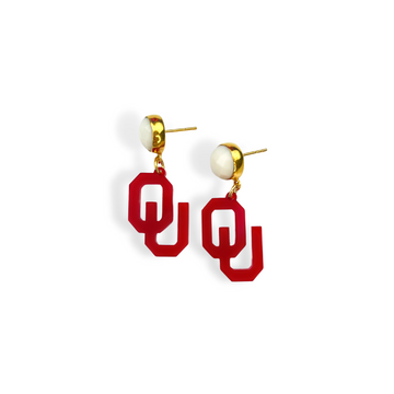 Mini Crimson OU Earrings