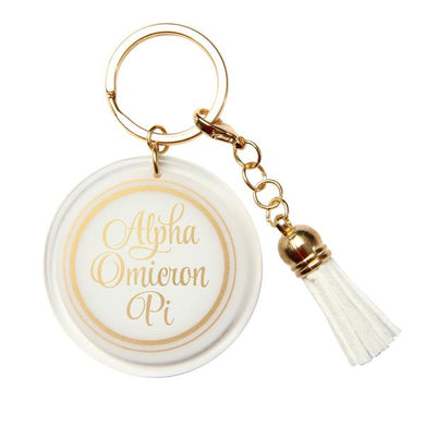 Gold Script Keychain - Alpha Omicron Pi
