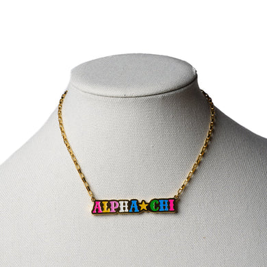 Stars Enameled Necklace- Alpha Chi Omega