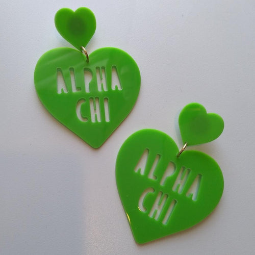 Acrylic Heart Earrings - Alpha Chi Omega