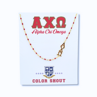 Side Set Enamel Bead Necklace- Alpha Chi Omega