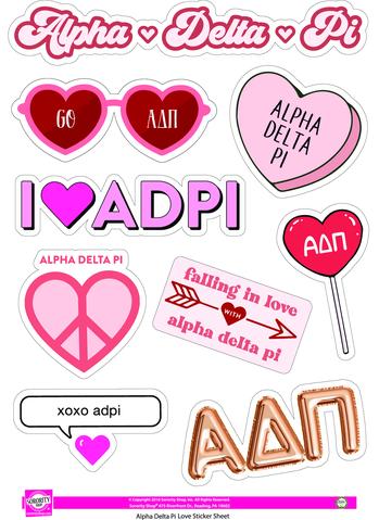 Love Theme Sticker Sheet - Alpha Delta Pi