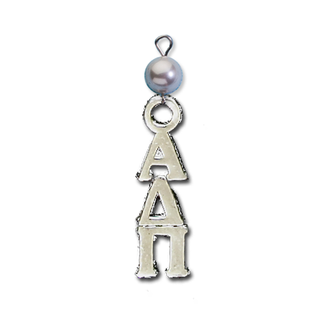Small Vertical Letter Drop with Pearl - Alpha Delta Pi