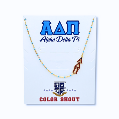 Side Set Enamel Bead Necklace- Alpha Delta Pi