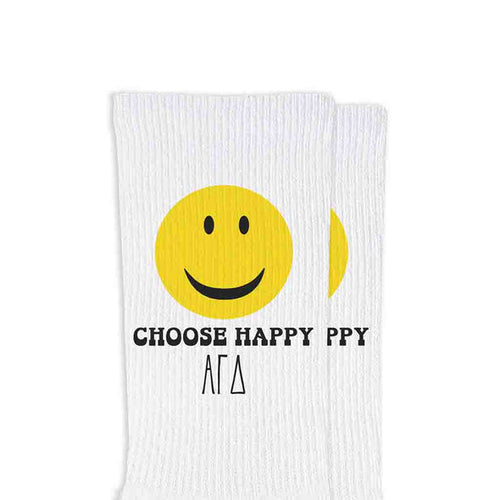 Choose Happy Crew Socks- Alpha Gamma Delta