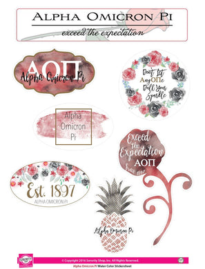 Watercolor Sticker Sheet - Alpha Omicron Pi