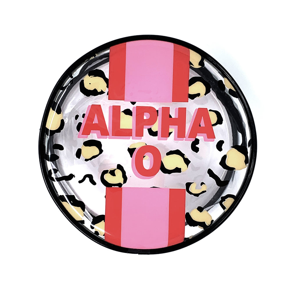 Leopard Stripe Cosmetic Bag - Alpha Omicron Pi