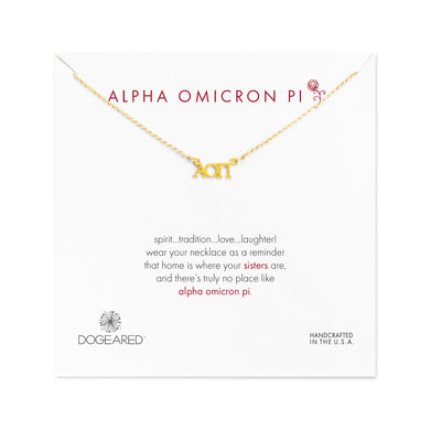 Dogeared Gold Letter Necklace - Alpha Omicron Pi