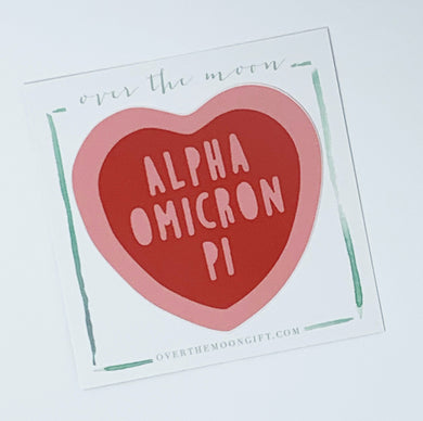 Sorority Heart Decal - Alpha Omicron Pi