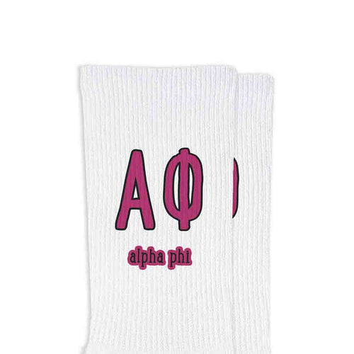 Letters And Name Crew Socks- Alpha Phi