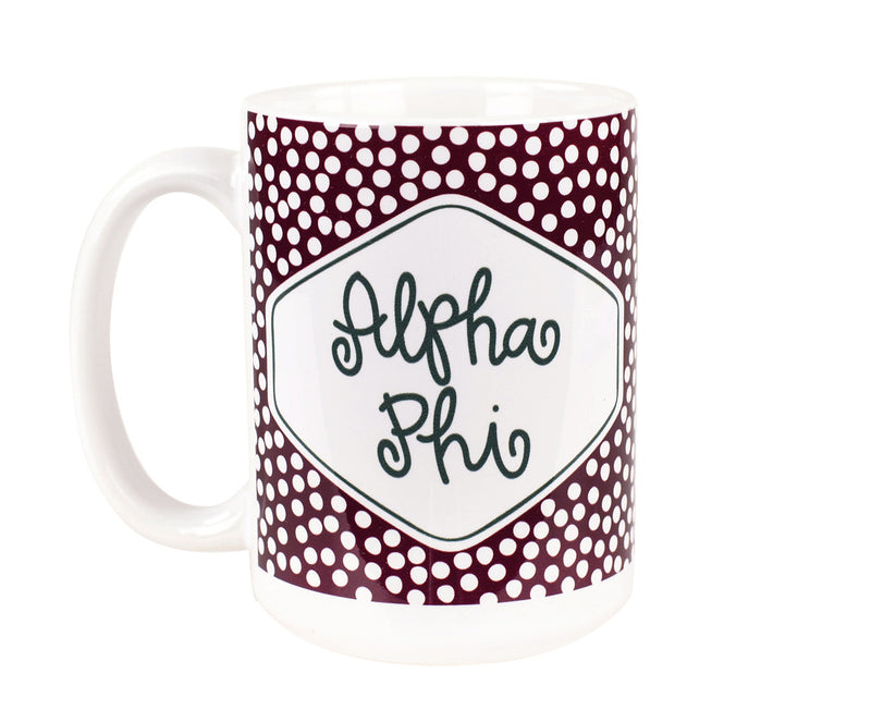Small Dot Mug - Alpha Phi  Brown Bag Etc