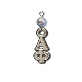 Small Vertical Letter Drop with Pearl - Alpha Phi