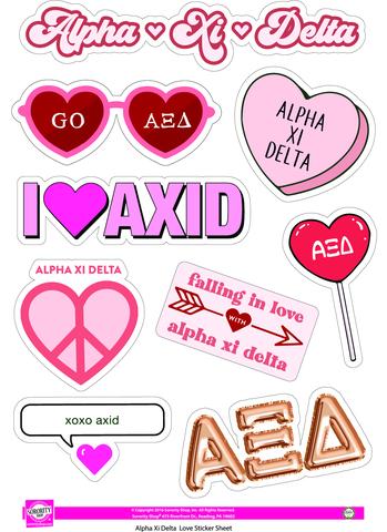 Love Theme Sticker Sheet - Alpha Xi Delta