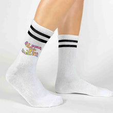 Retro Stripe Crew Socks- Alpha Xi Delta