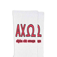 Letters And Name Crew Socks- Alpha Chi Omega