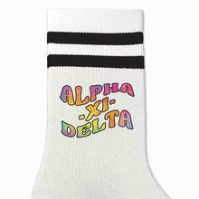 Retro Stripe Crew Socks- Alpha Xi Delta