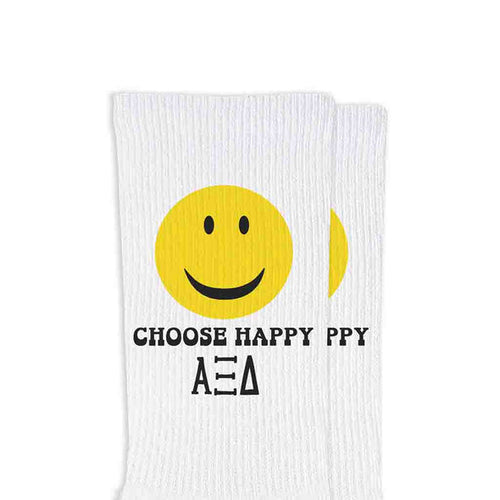 Choose Happy Crew Socks- Alpha Xi Delta