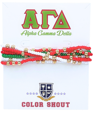 6 Beaded Stretch Bracelets- Alpha Gamma Delta