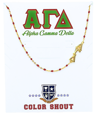 Side Set Enamel Bead Necklace- Alpha Gamma Delta