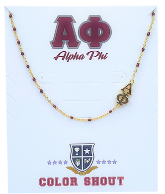 Side Set Enamel Bead Necklace- Alpha Phi