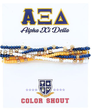 6 Beaded Stretch Bracelets- Alpha Xi Delta