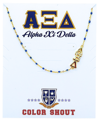 Side Set Enamel Bead Necklace- Alpha Xi Delta