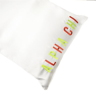 Embroidered Satin Pillowcase- Alpha Chi Omega