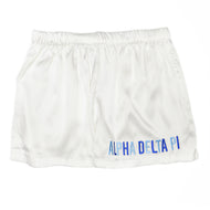 Embroidered Satin Shorts- Alpha Delta Pi