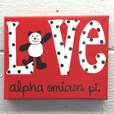 Love Painted Canvas - Alpha Omicron Pi