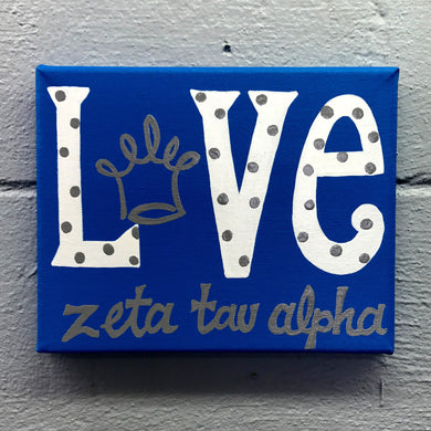 Love Painted Canvas - Zeta Tau Alpha