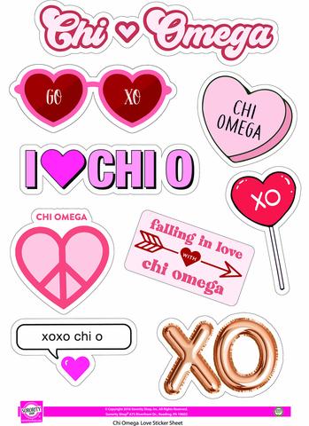 Love Theme Sticker Sheet - Chi Omega