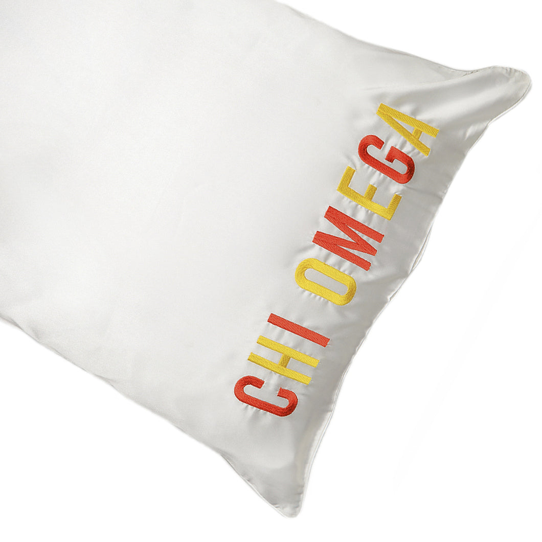 Embroidered Satin Pillowcase- Chi Omega