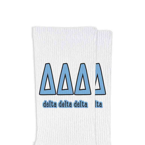 Letters And Name Crew Socks- Delta Delta Delta
