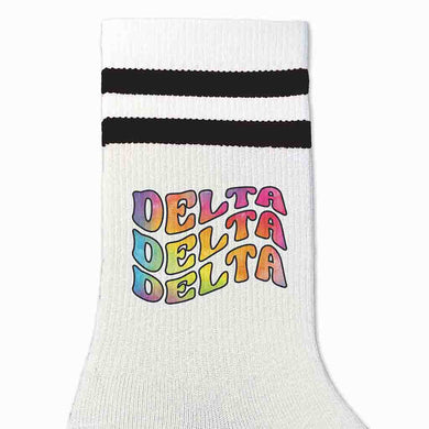 Retro Stripe Crew Socks- Delta Delta Delta