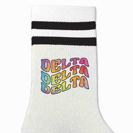 Retro Stripe Crew Socks- Delta Delta Delta