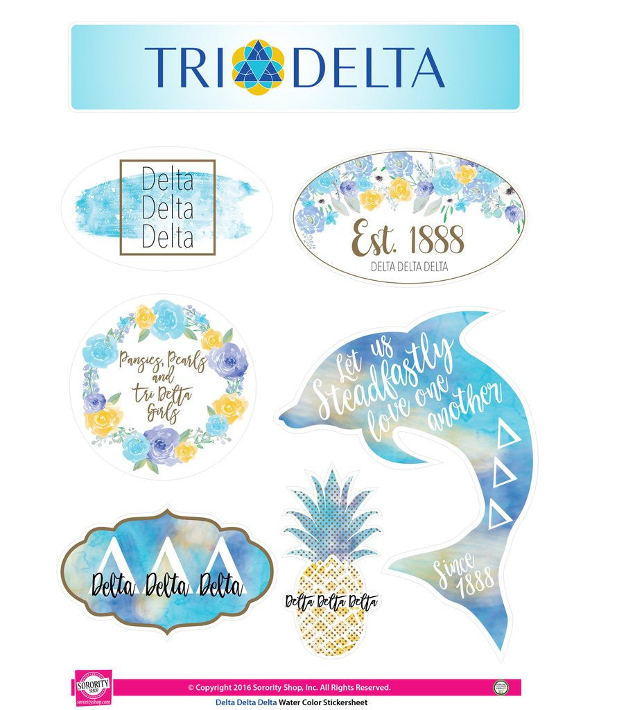 Watercolor Sticker Sheet - Delta Delta Delta