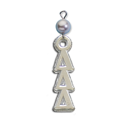 Small Vertical Letter Drop with Pearl - Delta Delta Delta